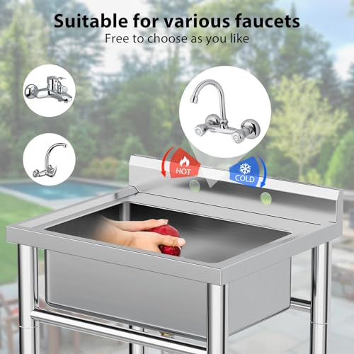 Stainless Steel Single Bowl Utility Sink with Pull-Out Faucet X73288