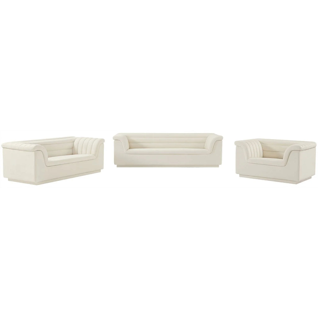 Cream Velvet Loveseat S906
