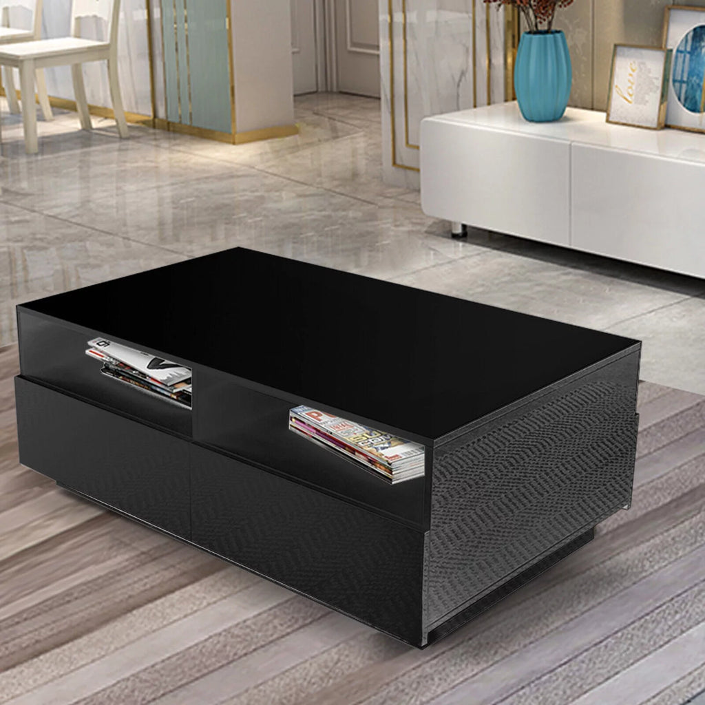 Modern LED High Gloss Coffee Table with 4 Drawers L89655