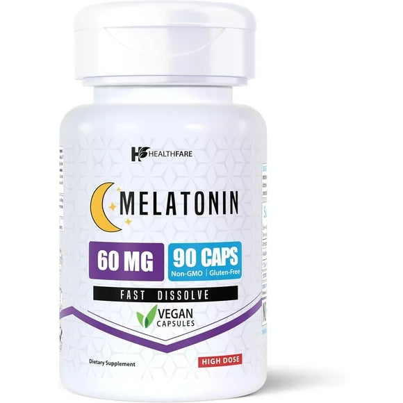 Melatonin 60mg 90 Veg Capsules Gluten-Free Non-GMO Unflavored V58621