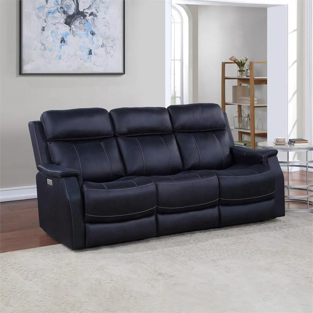 White Faux Leather Dual Power Reclining Sofa R6221
