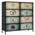 9 Drawer Dresser with Steel Frame Wooden Top J365