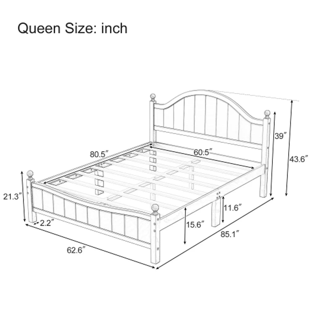 Gray Solid Wood Platform Bed Queen Q1094
