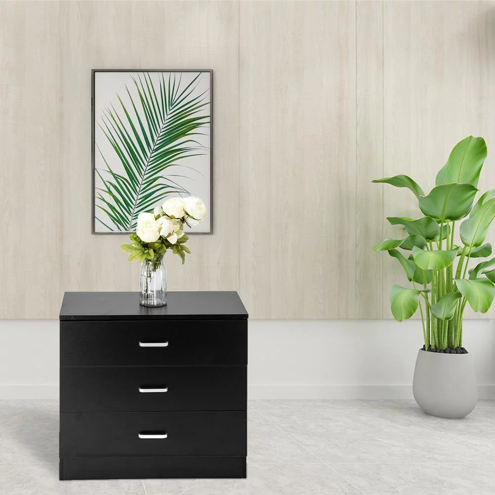 White 3-Drawer Dresser with Metal Handles B635