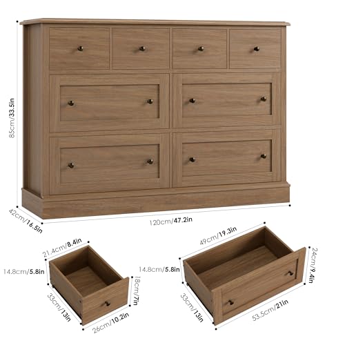 8 Drawer Walnut Wood Dresser F3831