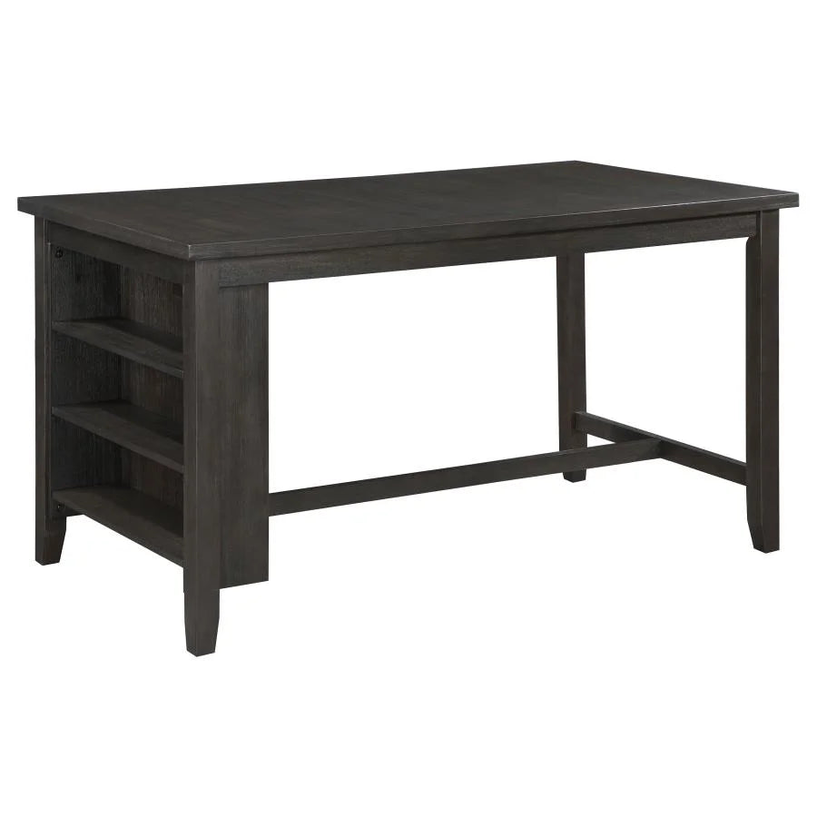 Counter Height Dining Table with Storage Shelves Dark Grey W132