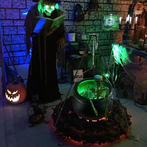 Large Witch Cauldron with Tripod Stand and Eyeballs Lights S976580