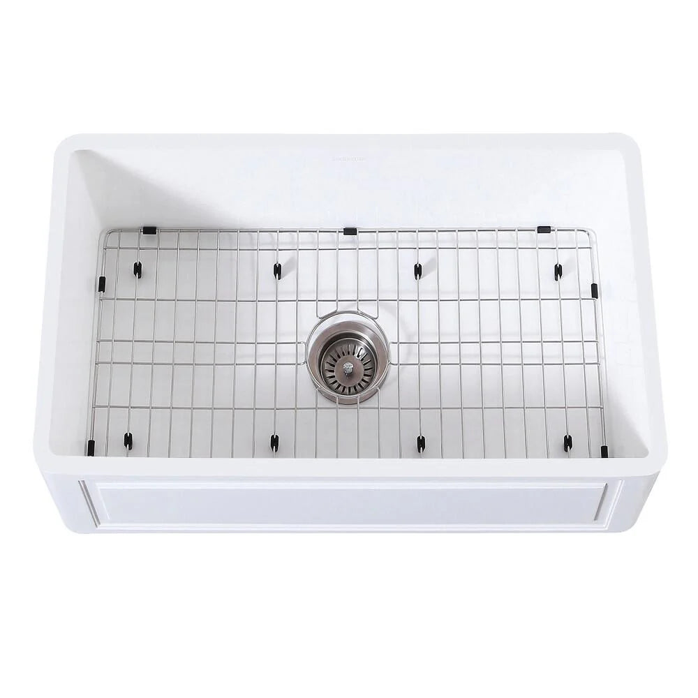 30 In. Farmhouse Kitchen Sink with Strainer and Grid B78042