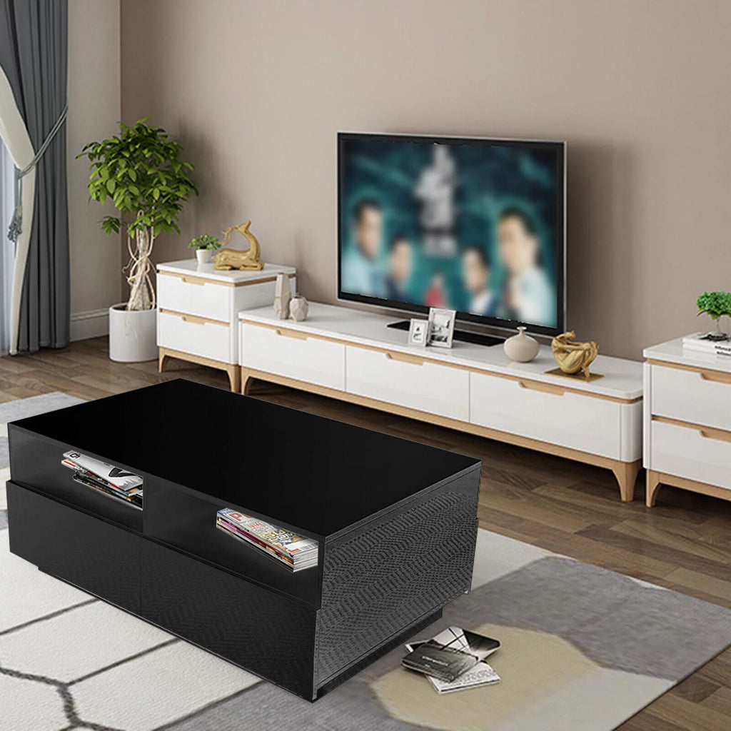 Modern LED High Gloss Coffee Table with 4 Drawers L89655